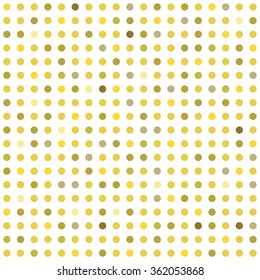 Seamless pattern with gold color dots. Polka seamless background in gold colors.