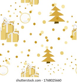 
Seamless pattern in gold color on a Christmas theme. print with a holiday. Christmas poster.