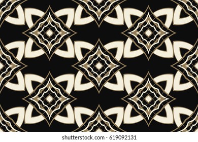 Seamless pattern of gold color on a dark background.