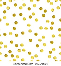 Seamless pattern from gold Confetti glitter round  texture. watercolor illustration