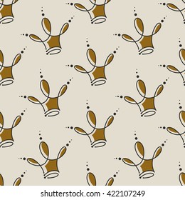 Seamless pattern with gold crown. Hipsters background. Vector illustration.