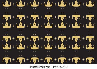 Patrón sin brillo con una corona dorada en segundo plano. Vector de diseño adecuado para papel tapiz, rellenos de patrones, fondo de página web, texturas superficiales. Ilustración vectorial.
