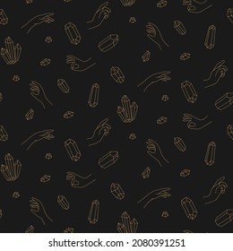 Cristales y manos de oro de patrón inquebrantable. Fondo del vector
