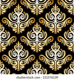 Seamless Pattern With Gold Damask Ornament