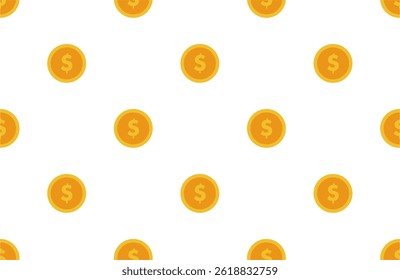 Modelo inconsútil con la moneda del dólar del oro en el fondo blanco.