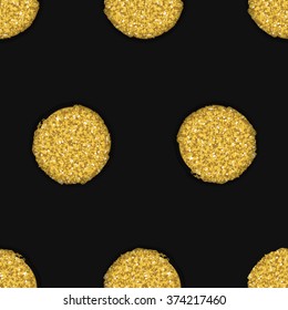 Seamless pattern with gold drawn dots on black background.Gold vector dots. Seamless pattern eps. 