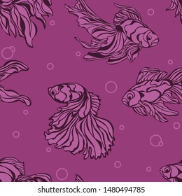 seamless pattern with gold fish. background.