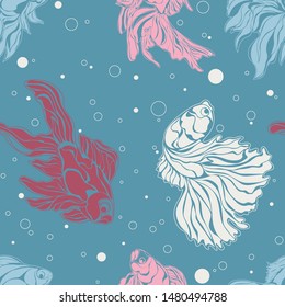 seamless pattern with gold fish. background.