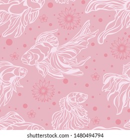 seamless pattern with gold fish. background.