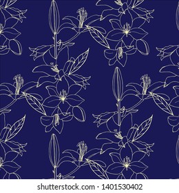 Seamless pattern with gold flower. Lilia.