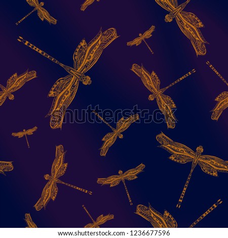 seamless pattern gold flying