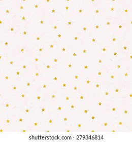 seamless pattern of gold foil stars on watercolor background