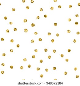 Seamless Pattern with gold glitter polka dot. 