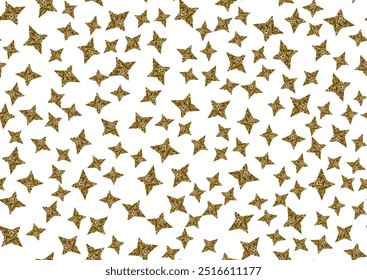 Seamless pattern with gold glitter textured stars. Tossed scattered elements repeat design Vector illustration eps10