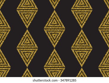 Seamless pattern with gold glitter textured rhombuses.