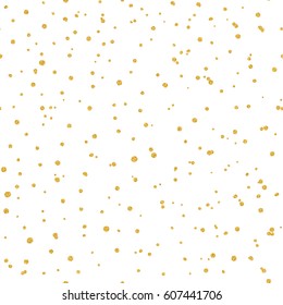 Seamless Pattern With Gold Glitter Textured Confetti On White Background