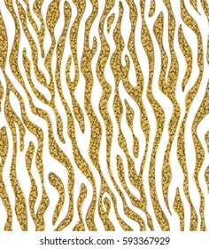Diseño sin inconvenientes con una textura dorada de piel de cebra sobre un fondo blanco. Ilustración vectorial.