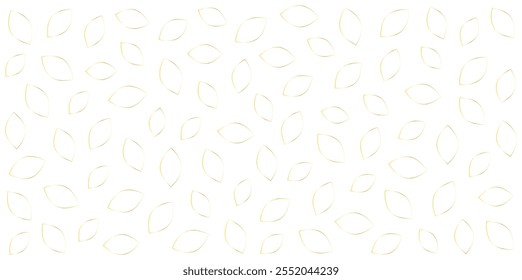 Seamless pattern of gold gradient outline leaves on white or transparent background. Minimalistic nature-inspired design for wallpaper or fabric