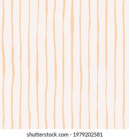 Seamless pattern with gold hand drawn doodle stripes on a light background. Yellow texture with bold lines for wrapping paper, covers and fabric. Vintage hippie pattern in 70s style.
