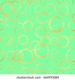 Seamless pattern with gold heart round swirls. vector illustration