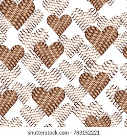 Seamless pattern with gold hearts.
