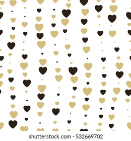 Seamless pattern gold hearts on a white background. Vector illustration.