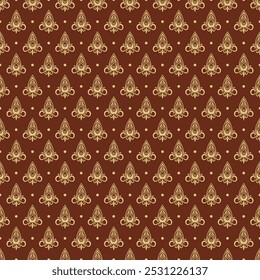 Patrón sin fisuras con patrón de oro. Patrón heráldico. Plantilla para embalaje, textiles, postales con estilo, invitaciones, fondos y diseño creativo
