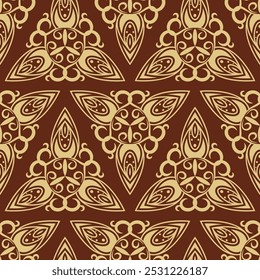 Seamless pattern with gold pattern. Heraldic pattern. Template for packaging, textiles, stylish postcards, invitations, backgrounds and creative design
