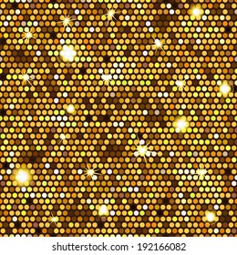 Seamless pattern of gold hexagons with sparks