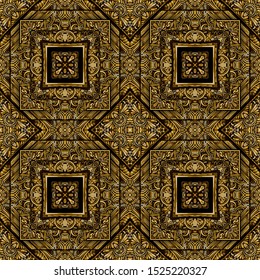 Seamless pattern. Gold lace. Four-sided luxurious weave.