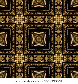 Seamless pattern. Gold lace. Four-sided luxurious weave.