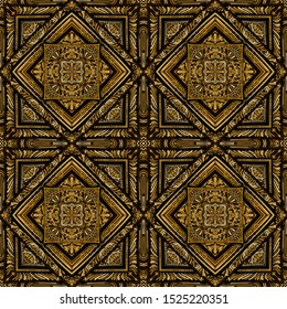 Seamless pattern. Gold lace. Four-sided luxurious weave.