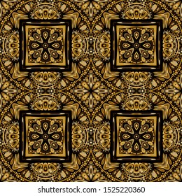 Seamless pattern. Gold lace. Four-sided luxurious weave.