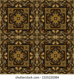 Seamless pattern. Gold lace. Four-sided luxurious weave.