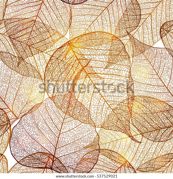 秋の葉の背景にシームレスな模様と金箔 ベクターイラスト のベクター画像素材 ロイヤリティフリー
