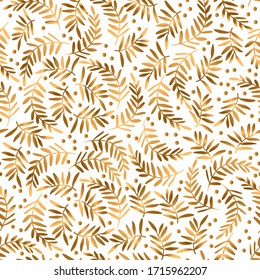 seamless pattern of gold leaves in several variants