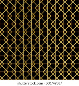 Seamless pattern of gold metallic and black. Rich black and gold background, geometric