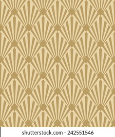 Seamless Pattern Of Gold Monochrome Art Deco Sun Rays