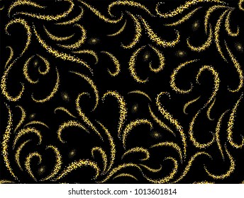 Seamless pattern gold on a black background template design and illustration, textile design packaging. Vector EPS 10