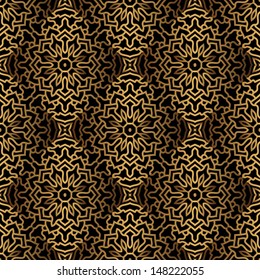 Seamless Pattern With Gold Ornament. 3D Effect