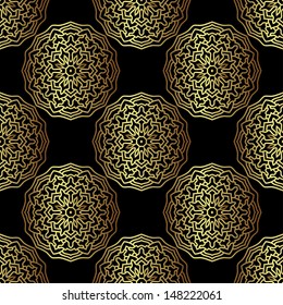 Seamless Pattern With Gold Ornament. 3D Effect