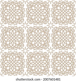 Seamless pattern with gold ornament in the neo-Byzantine style with a stylized image of the flourishing cross. 