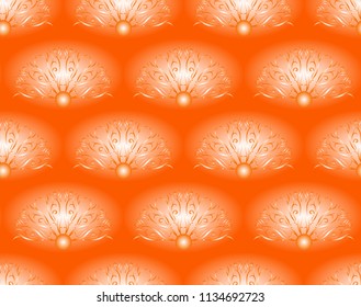 seamless pattern with gold ornament on an orange background