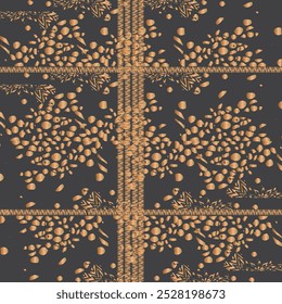Seamless pattern with gold painted dots. Abstract geometric modern background. Vector illustration. Shiny backdrop. Texture of gold foil.