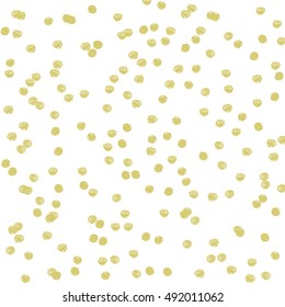 Seamless pattern with gold painted random dots hand drawn by marker. Polka dot styled background. Original texture for prints, textile, wallpapers and wrapping design. Vector eps8 illustration.