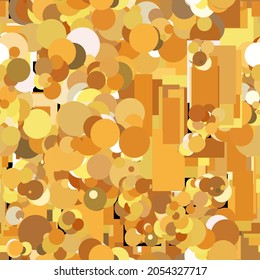 Seamless pattern with gold painted round and rectangular shapes.