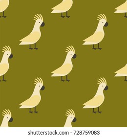 Seamless pattern of gold parrot vector illustration wild animal characters cute fauna tropical feather pets background.