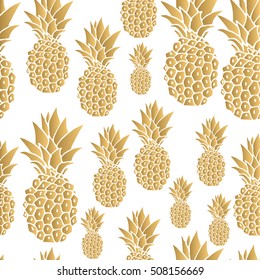 Seamless pattern. Gold pineapple background. Vector illustration.