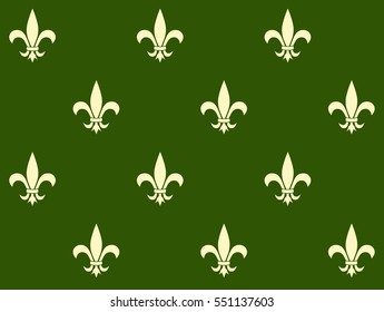 Seamless Pattern with gold Royal Lily on green background
