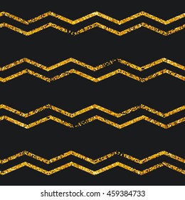 Seamless pattern with Gold set, golden zigzag collection, blots, drops, zig zag strips. Gloss, shine, spark.Hand drawn decorative elements,vector illustration, endless background, repeatable backdrop.